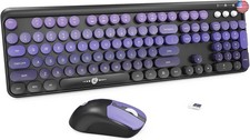 Wireless Keyboard and Mouse Combo - Cute Colorful Keyboard and Mouse, Full-Size