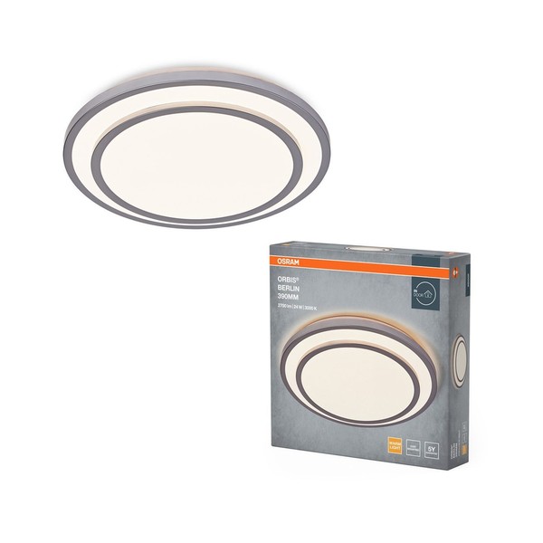 Led Deckenlampe Metall Silber Osram 3000K Ø39Cm BüRo Deckenleuchte Schlafzimmer-image