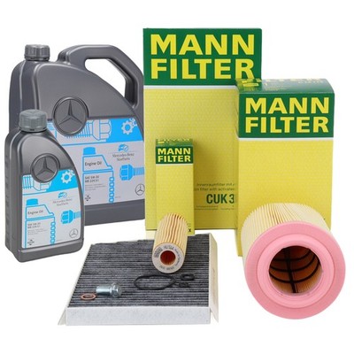 MANN Filterset + 6L ORIGINAL 5W30 MB 229.51 Motoröl für MERCEDES W203 S203 M271
