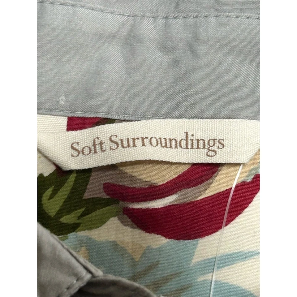 Blusa para mujer Soft Surroundings L gris floral con cuentas botones delanteros - CJ Foto 4 de 4