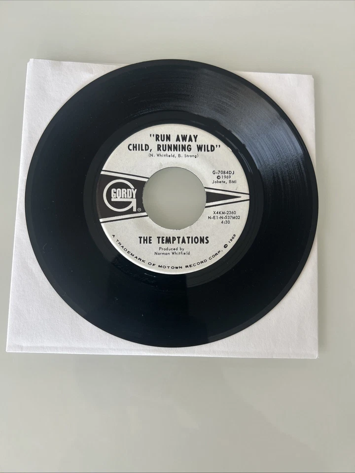 Lot (2)TEMPTATIONS Run Away Child Running Wild/Cloud Nine 45's WHITE LABEL PROMO - Image 3 of 4