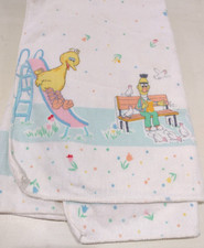 Vintage Sesame Street Baby Blanket Playground Big Bird Bert Ernie Cookie Monster