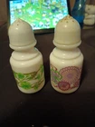 Vintage Avon Salt And Pepper shakers Floral Print On Milk Glass