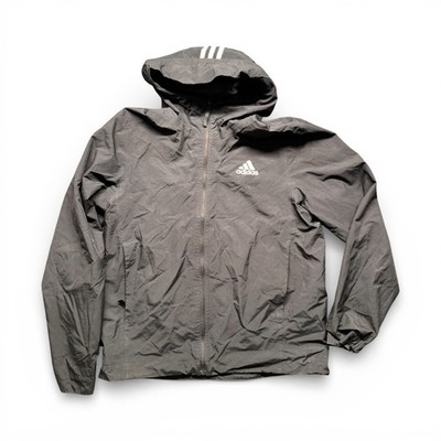 Adidas Men's Black Light Shell Windbreaker Full Zipper, Hooded - Size S