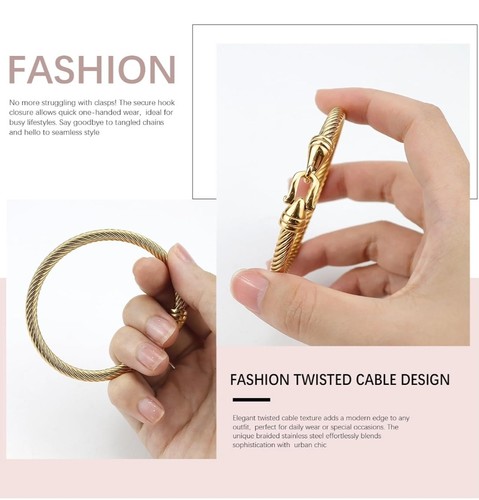 Fashion Cable Cuff Bangle Twisted Bracelet Women Gold! - Picture 3 of 4
