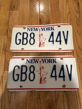 Vintage Pair Statue Of Liberty New York License Plates NY
