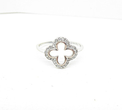 Clogau Gold Silver & 9ct Rose Gold White Topaz Tudor Court Ring Size M