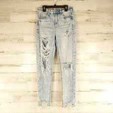 AMERICAN EAGLE WOMEN'S MOM JEANS SIZE 00 REGULAR LIGHT WASH DISTRESSED HIGH RISE