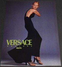 1996 Print Ad Sexy Heels Long Legs Lady Blonde Versace Couture Black Dress Art L