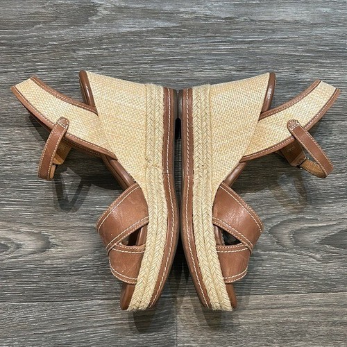 Clarks Amelia Air Espadrille Platform Wedges Heels Sandals Leather Tan Size 8.5 - Picture 7 of 10