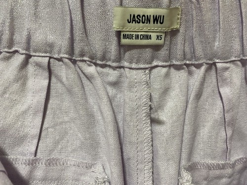 NWOT Jason Wu Zip Front Linen Cotton Foil Hi-Rise Wide-Leg Pants SZ XS Lavender - Picture 8 of 11