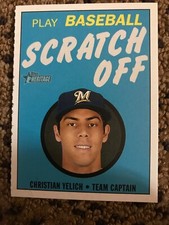 2020 Topps Heritage Baseball Christian Yelich 1971 Scratch Off Card #6 Walmart