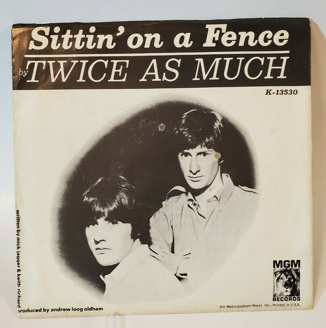 Twice As Much SITTIN' ON A FENCE (POP 45/PS) #13530 PLAYS VG