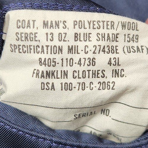 VINTAGE US AIR FORCE Uniform Mens 43L Blue Jacket Pants Vietnam Era 1970 - Picture 11 of 23