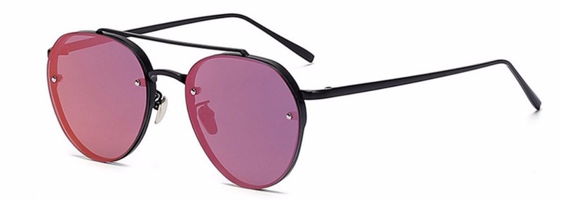 86025 C5 AVIATOR FASHION SUNGLASSES METAL BLACK FRAME PURPLE MIRROR LENS
