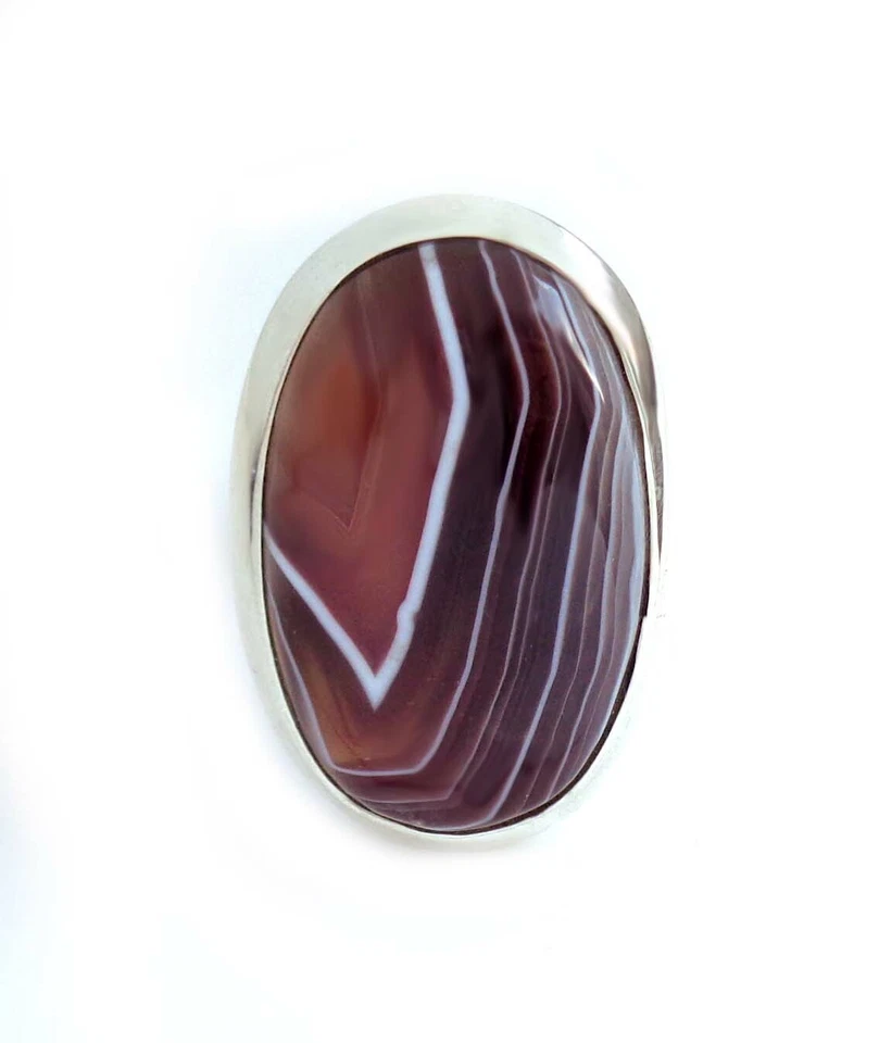 Ring Achat Bozwana groß 925er Silber Ringgröße 56 - 60  oval inkl. Box TR3