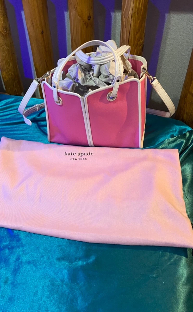 KATE SPADE MEDIUM SAM CANVAS PLUNGE PINK SATCHEL HANDBAG PURSE & CLUTCH  POUCH 98687378178