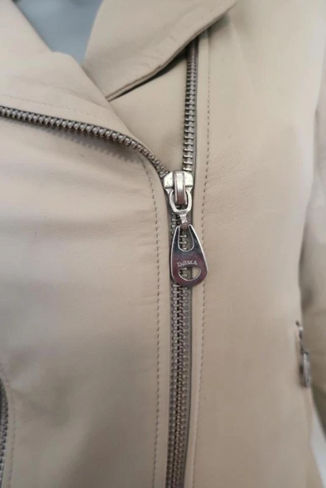 Doma Darken Leather Biker Jacket Ecru Size Small Motorcycle Jacket - Image 2 of 4