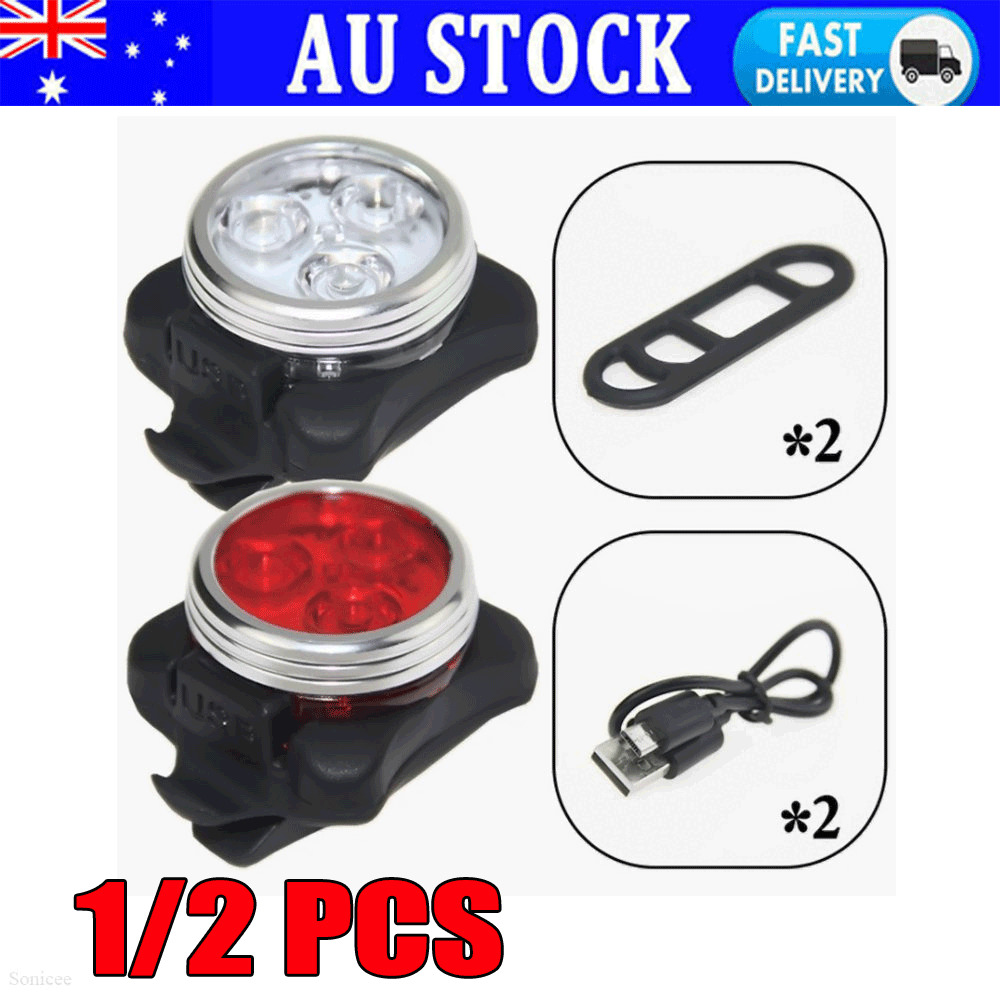 IPX4 Waterproof Bicycle Bike Lights Front Rear Tail Light Lamp Rechargeable MQ