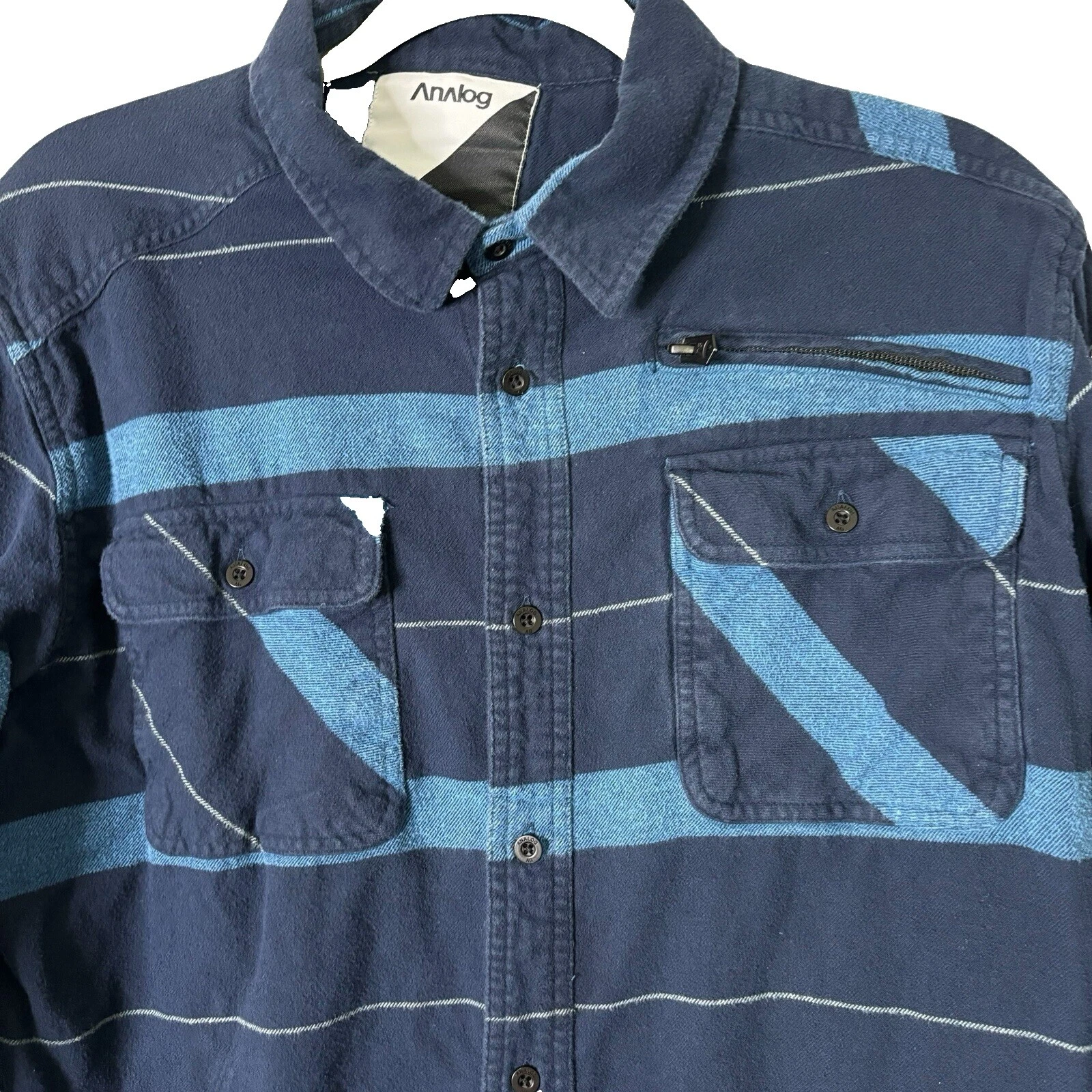 Analog Listrado, casual, com Botões Camisas para Homens