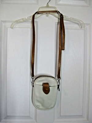 Divina Firenze Amanda Pebbled Leather Crossbody Phone Bag Made In Italy Cream