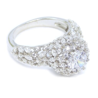 Luxury White 100 Cubic Zirkonia Ring 925 Sterling silber Damen CZ Finger ring