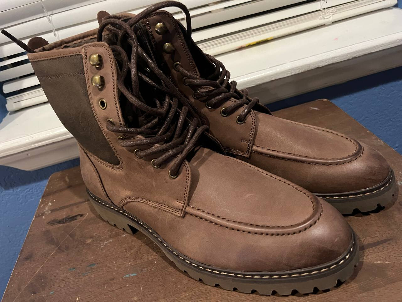 Franco Fortini Brown Leather Mid Lace Up Boots Size 12 New in Box