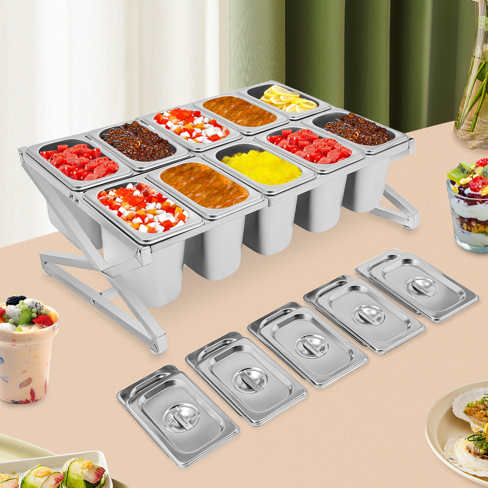 10-grid Spice Rack Inclined Expandable Spice Rack Countertop Condiment Holder