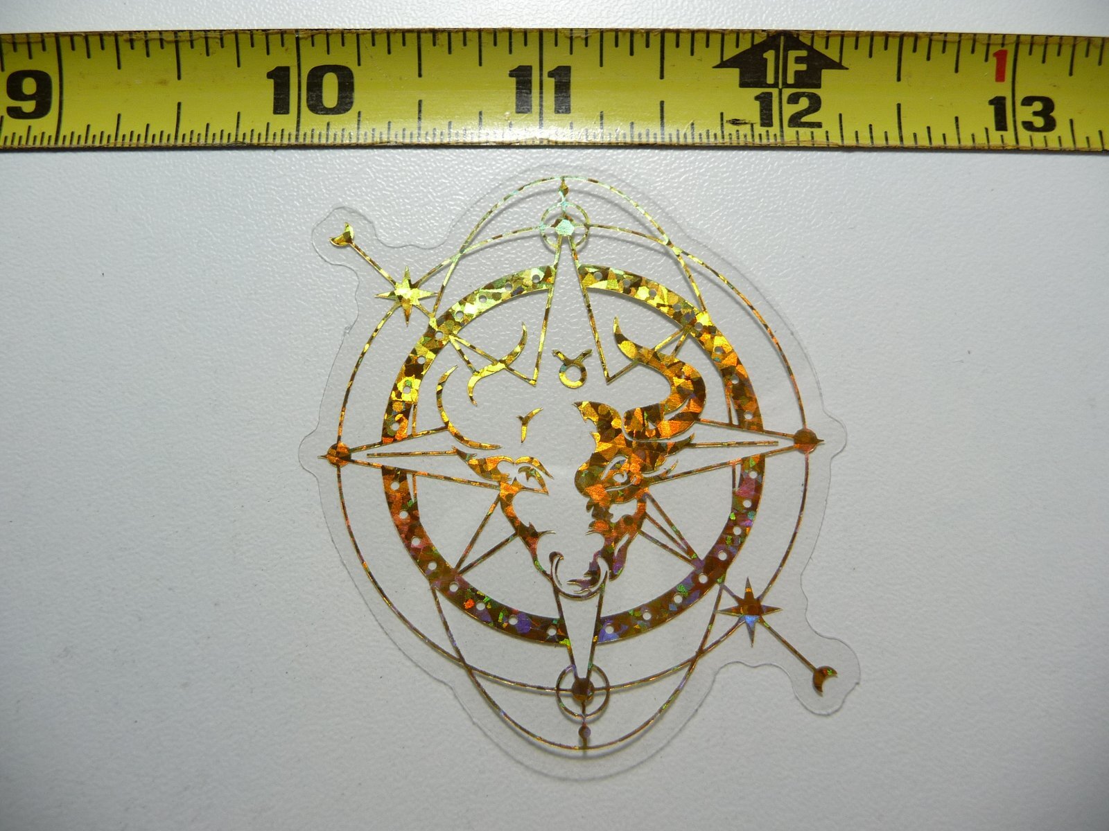 HOLOGRAPHIC ZODIAC TAURUS CIRCLE STICKER DECAL HOROSCOPE SIGN BIRTH MONTH