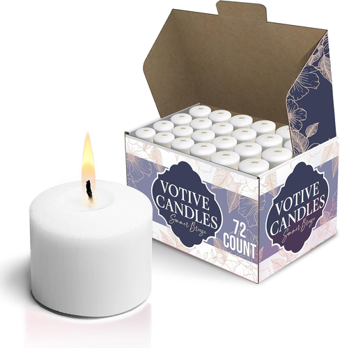 White Votive Candles, Unscented Votive Candles Bulk Pack (72 Count) 10 Hour Burn - Picture 10 of 12