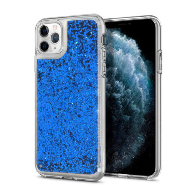 APPLE IPHONE 8 BLAU FUN Case Sternenstaub Hülle Etui Liquid Tasche Glitzer