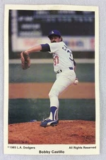 1985 Bobby Castillo, Los Angeles Dodgers Baseball Team Issue Postcard-Coca Cola