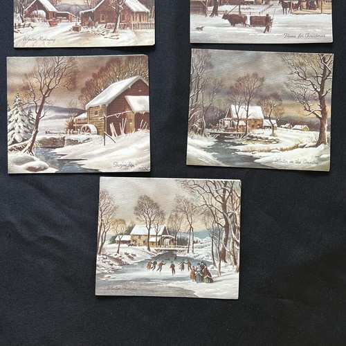 Box Currier & Ives Christmas 10 Cards W/ Envelopes by Sunshine Cards Vintage - Picture 5 of 7