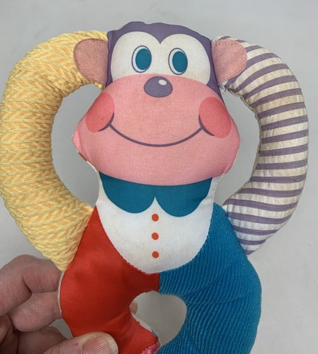 Playskool Touch ‘Ems Plush Monkey Rattle Vintage 1985 Texture Washable Baby Toy - Picture 7 of 12