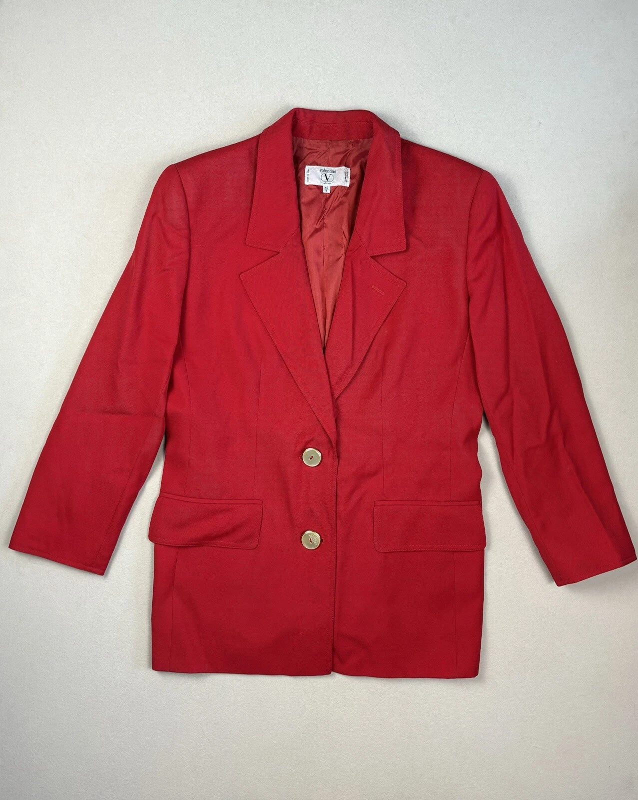 Tuta giacca blazer lana rosso Valentino Miss V vintage made in Italy taglia 40 US 6