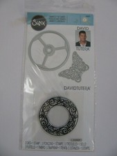 Sizzix Framelits w/Stamps WINE GLASS CHARM BUTTERFLY 2 Dies 1 Stamp NIP