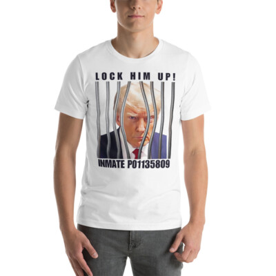 Funny Trump Jail Shirt Mugshot Lock Him Up Anti Trump Jailhouse photo Unisex TEE