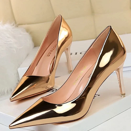 Scarpe donna decolte vernice pelle tacco alto a punta stiletto sexy matrimonio - Foto 21 di 45