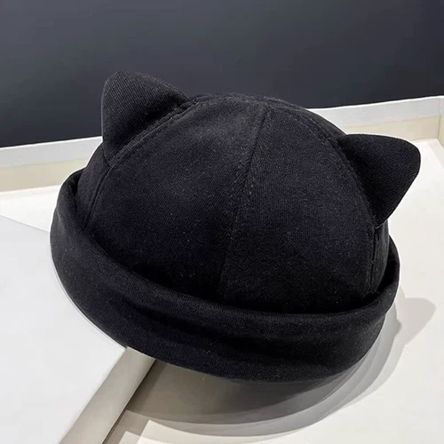 Damen Mädchen süße Katzenohren Beanie Mütze verstellbar Rollrand Baskenmütze Freizeitmütze - Bild 6 von 28