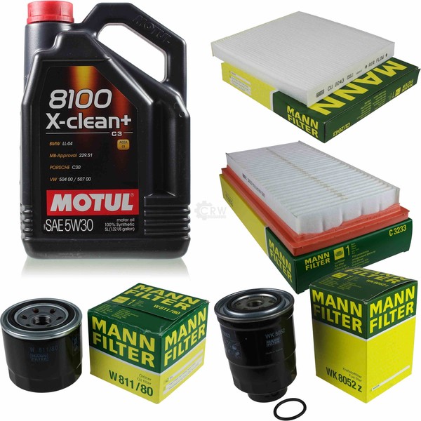 MANN-FILTER Inspektionspaket 5L Motul 5W-30 8100 X-Clean+ FüR Mazda 6 Kombi 2.2-image