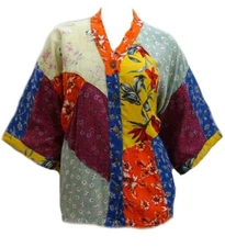 EAMZ 1542 Sacred Threads patched Unique  Beautiful Lagenlook Top S/M