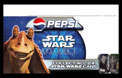 Pepsi STAR WARS PHANTOM MENACE store display 24 cans shelf talker