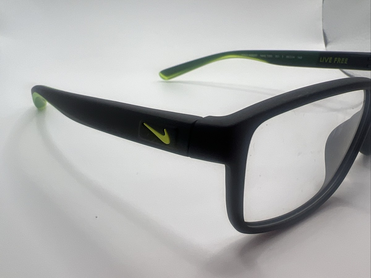 Nike Live Free 7092 070 Black , Gray Tortoise Eyeglasses 55[]14-140 Frames Only Nike Eyeglasses 7092 001 Live Free Black & Green Rectangular  main image 4