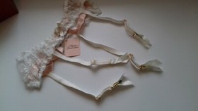 AGENT PROVOCATEUR RARE £145!! MADDY WHITE PINK SUSPENDER SIZE AP3 MEDIUM 10 BNWT