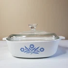 VTG Corning Ware Blue Cornflower P-1-B  1 Qt. Range, Oven Dish w/ Pyrex Lid USA