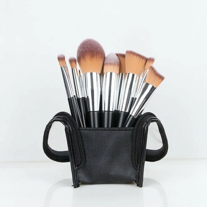Stand Cosmetic Bag Zipper Makeup Brush Holder Organizer Travel