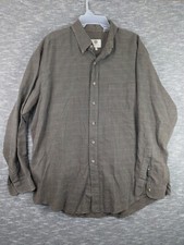 VINTAGE Viyella Shirt Mens XL Brown Gingham Plaid Button Up Wool Blend USA Made