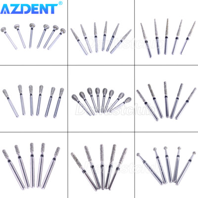10pc AZDENT Dental Diamond Polishing Burs Friction Grip for High Speed Handpiece
