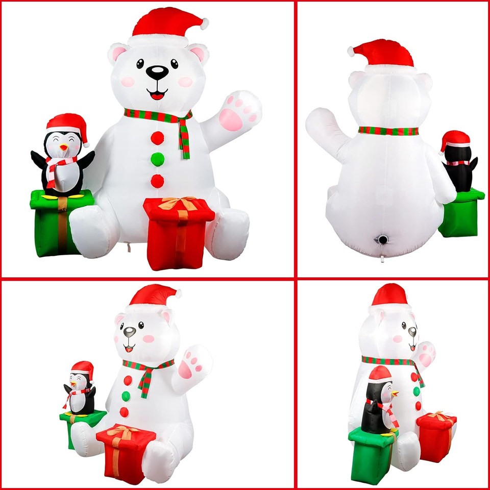 6FT Christmas Inflatables Outdoor Decorations, Polar Bear Inflatable