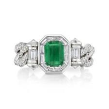 Modern Unique Heavy Design Emerald Cut Emerald With Sparkling CZ Fashion Ring